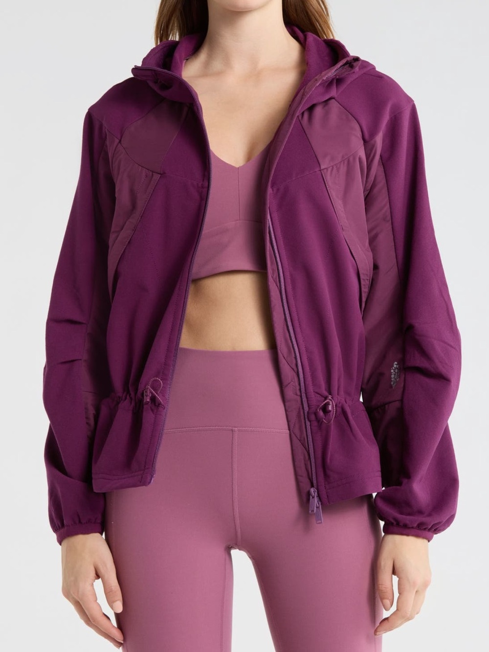 NWT Free People 🍒 All Terrain Fleece Training Jacket in ‘Black Cherry’